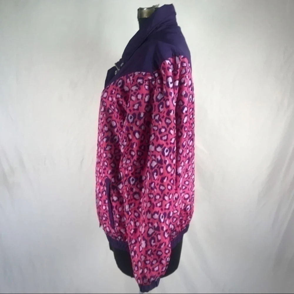 90’e Vintage ‘1 Sunset Lane’ Multicolor Leopard Print Windbreaker Jacket